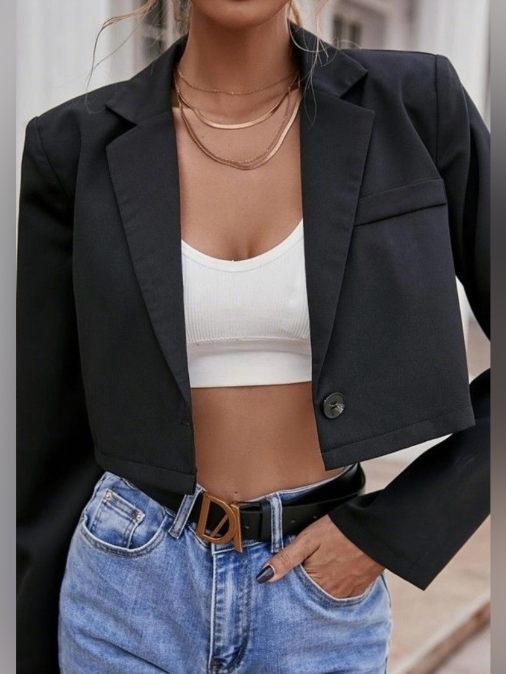 Express Black Women's Cropped Blazer